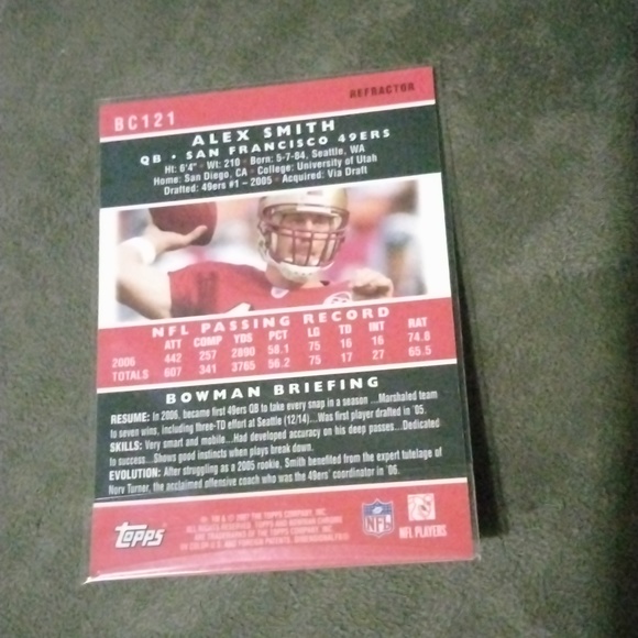 Alex Smith 2007 Topps Bowman chrome refractor - Picture 3 of 3